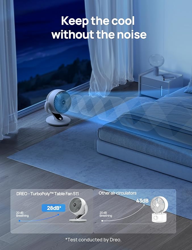 DREO Oscillating Fan for Bedroom, 13 Inch Quiet Table Fans for Home Whole Room - Image 6
