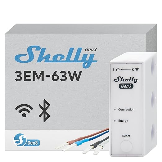 Shelly 3EM-63W Gen3 | Wi-Fi Operated Smart 3-Phase Energy Meter | Home by Shelly