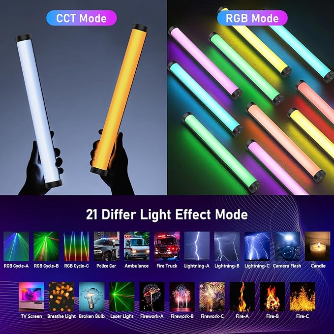 360° Full Color RGB Led Video Light Stick Wand, Unicucp 2600-9600K Photography - Image 2