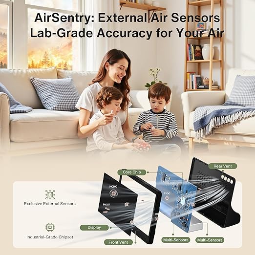 bonoch 16 in 1 Air Quality Monitor Indoor 7" Display 9 AQI+7 AQI Alerts - Image 3