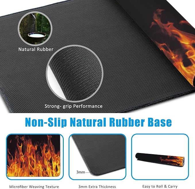 EOBKLAX Fire Flames Large Gaming Mouse Pad, Waterproof Desk Mat - Image 5