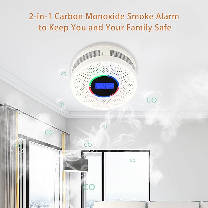 Kesymo 4Pack Upgraded Interlinked Smoke Carbon Monoxide Detector, Battery - Image 2