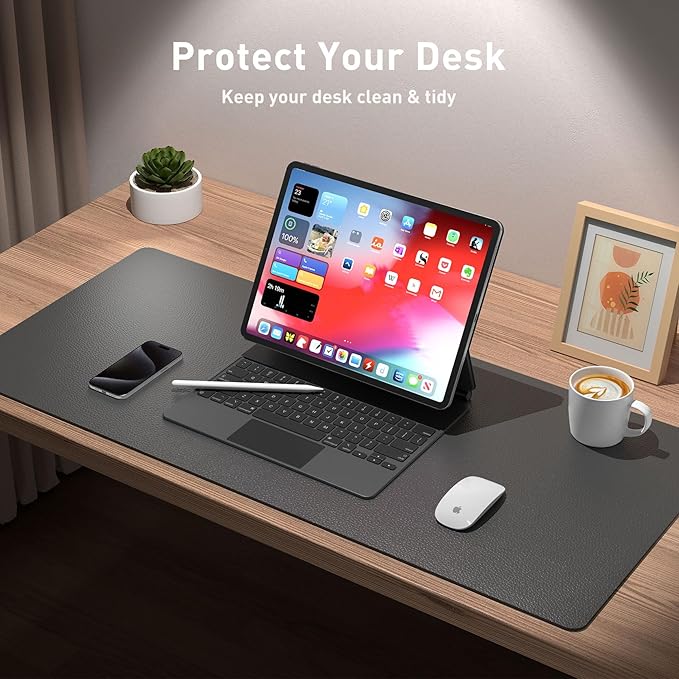 Aothia Leather Desk Pad Protector, Mouse Pad, Office Desk Mat, Non-Slip PU - Image 3