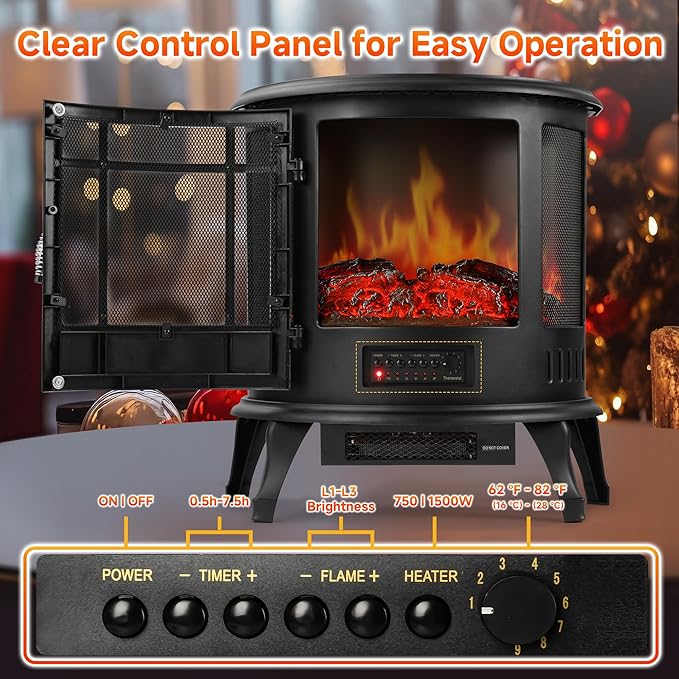 25in Electric Fireplace Heater Stove - Image 4