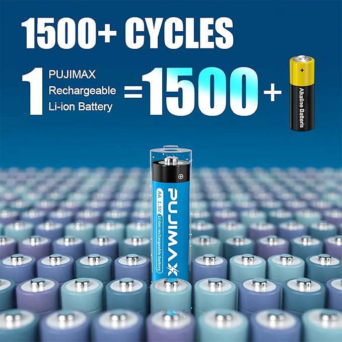 PUJIMAX Rechargeable AA Batteries Lithium - Image 4