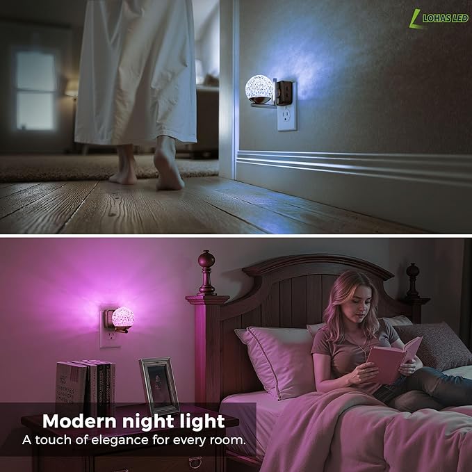 L LOHAS LED Night Lights Plug Into Wall, Dusk to Dawn Sensor, 10-Color RGB - Image 8