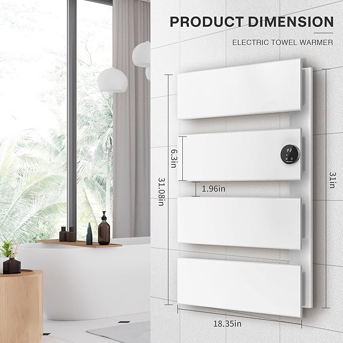 K&KALONZO Electric Towel Warmer, 18.35" W x 31" H Wall-Mounted Towel Heater - Image 7