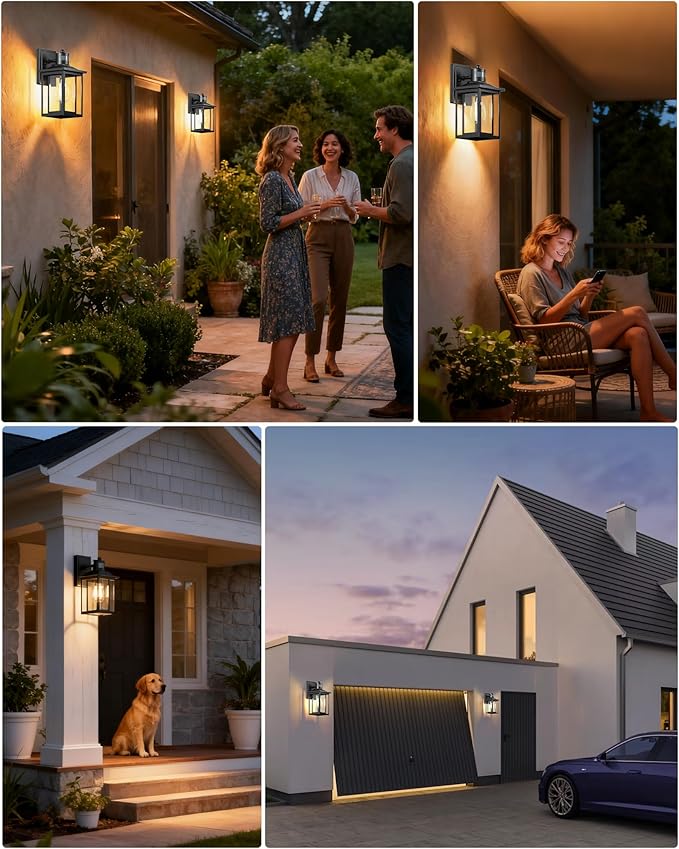 LTBLIGHT Motion Sensor Dusk to Dawn Outdoor Light, 4-Modes Adjustable Black - Image 7