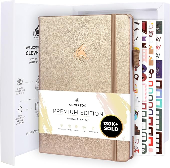 Clever Fox Planner Premium Edition – Undated Luxurious Weekly & Monthly Planner by CleverFox