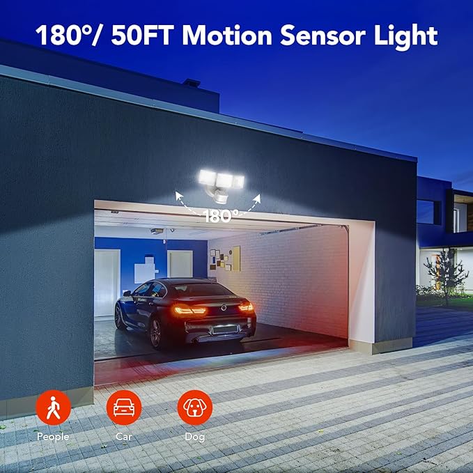 OREiN 2 Pack Motion Sensor Outdoor Lights, 4500LM 30W Outdoor Security Lights - Image 2