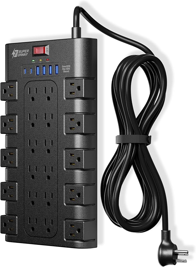 Surge Protector Power Strip, SUPERDANNY Charging Station 22 Outlets by SUPERDANNY