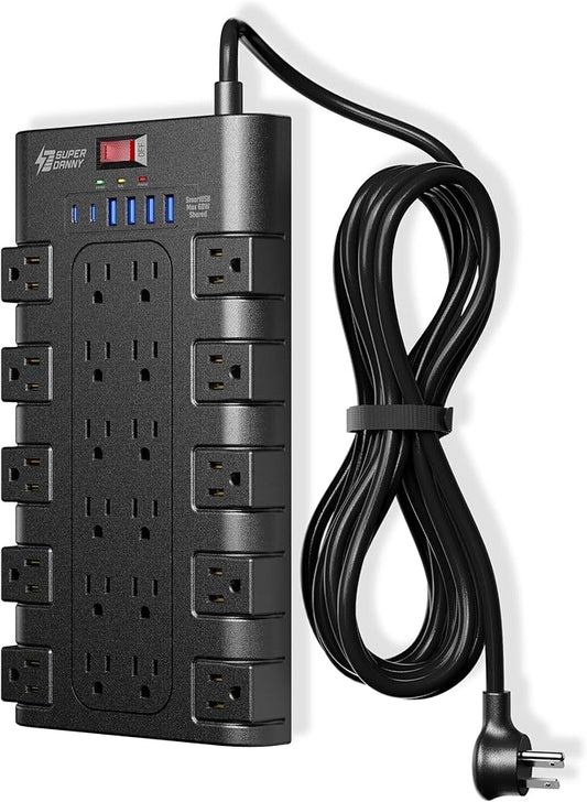 Surge Protector Power Strip, SUPERDANNY Charging Station 22 Outlets by SUPERDANNY