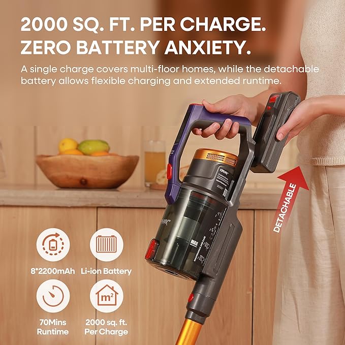 KIPMAX Cordless Vacuum Cleaner, 50KPa 550W Stick Vacuum - Image 10