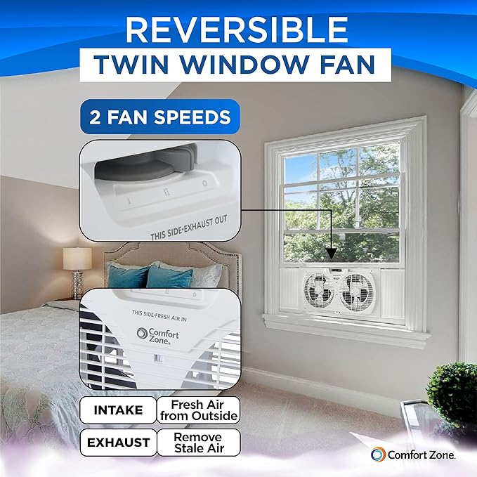 Comfort Zone Twin Window Fan - Image 4