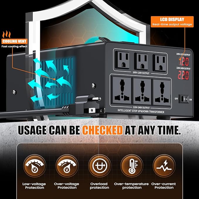6000W Voltage Converter Transformer Step Up 110V/120V to220V/240V or Step Down - Image 4