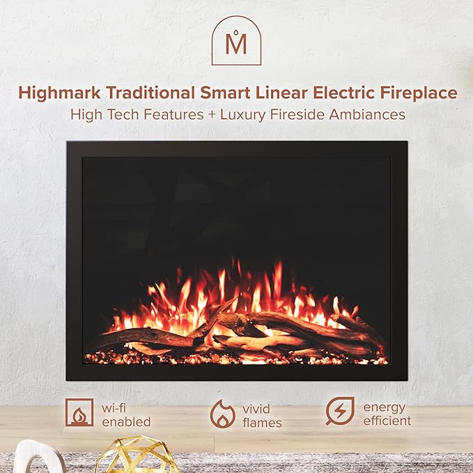 Modern Ember Highmark Traditional 38 Inch Built-in Smart Electric Fireplace - Image 2