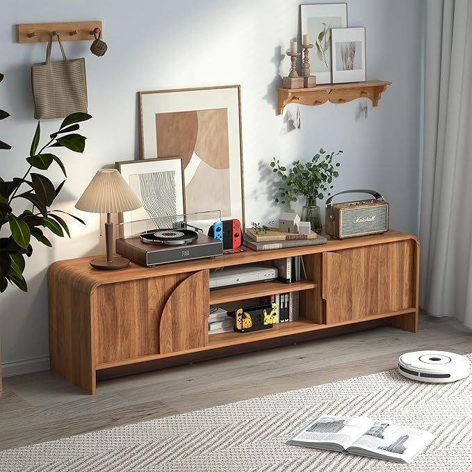 BERRYMERRY 63'' TV Stand for Up to 75" TVs, MCM TV Console Table - Image 7