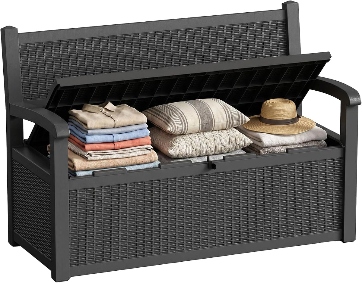 80 gallon storage bench deck box resin patio, main product view