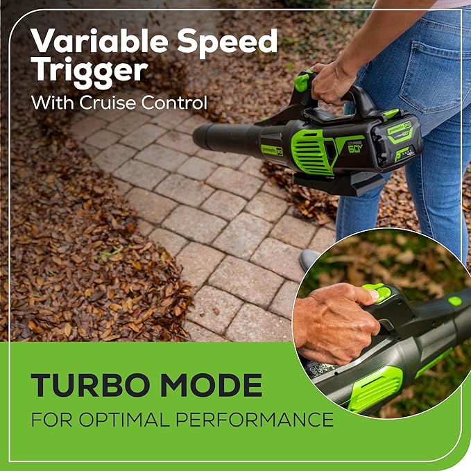 Greenworks 60V Cordless Leaf Blower, High Power, Lightweight & Quiet Operation - Image 6