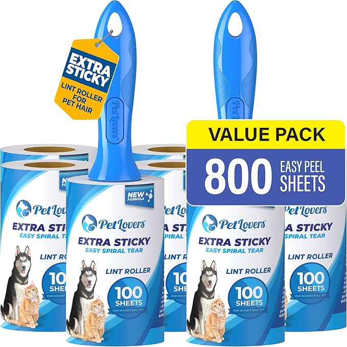 PetLovers Extra Sticky Lint Roller Ultimate Value Set 800 Sheets by PetLovers