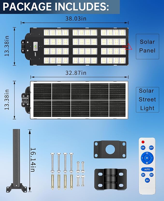 JAYNLT Y-12000W Solar Street Lights Outdoor, 3000K/4000K/6500K Commercial - Image 7