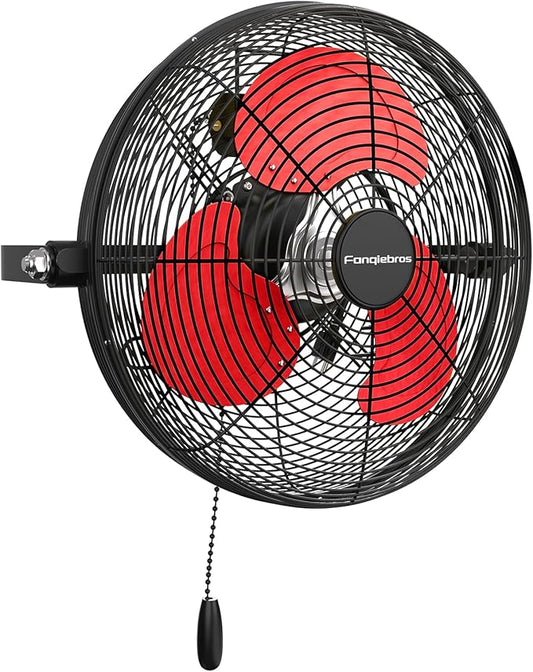 Fanqiebros 12 IN High Velocity Wall Mount Fan, 3 Speed Industrial Wall Fan by Fanqiebros