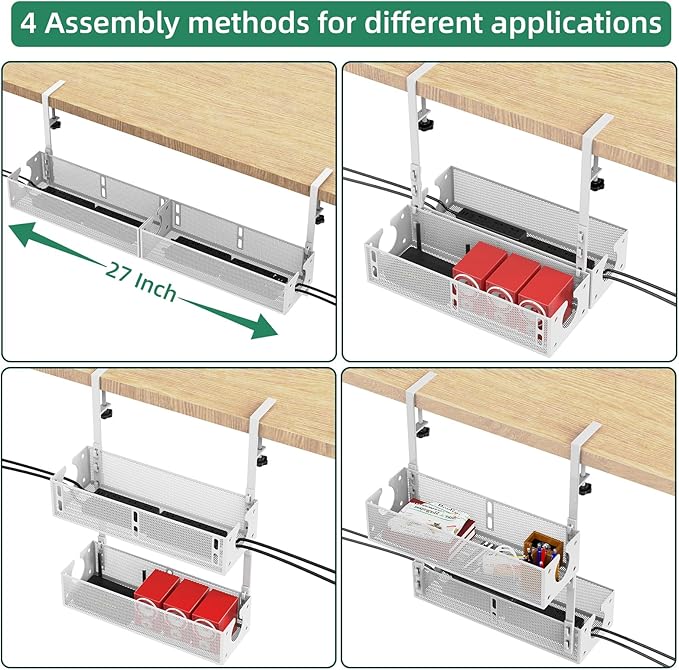 Multi-Model Under Desk Cable Management 2 Pack Metal Under Desk Wire Management - Image 5