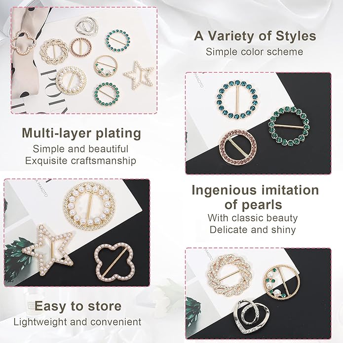 T-Shirt Clips 9 PCS, Clothes Corner Knotted Button, Fashion Alloy Pearl - Image 2