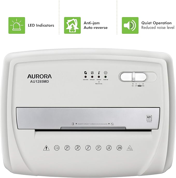 Aurora AU1285MD Compact Desktop-Style High Security 12-Sheet Micro-Cut Paper - Image 5