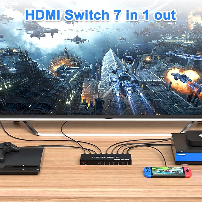 RuiPuo 7Port HDMI Switcher 4K@60Hz 5In 1Out HDMI Selector - Image 5