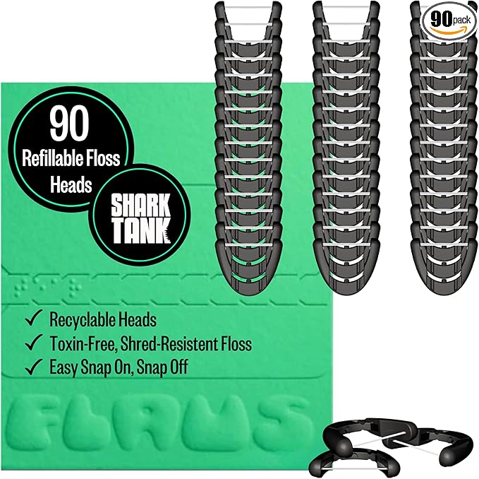 FLAUS Electric Flosser Refills 90ct Extra Strong Woven Dental Floss Heads by FLAUS
