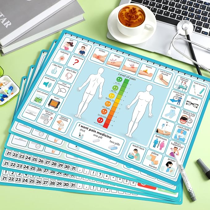 6 Pcs Communication Board for Nonverbal Adults Aphasia Colorful Picture Symbol - Image 3