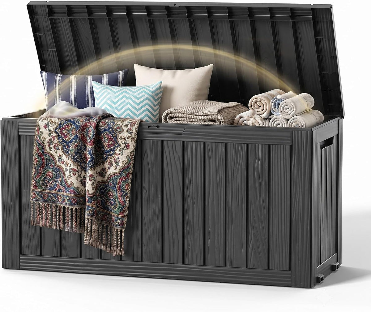 drato 135 gallon deck boxes outdoor waterproof storage, main product view