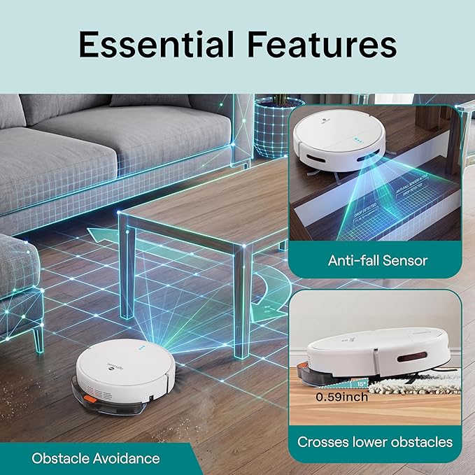 SereneLife Smart Robot Vacuum Cleaner and Mop Combo, App Control, 3 Cleaning - Image 7
