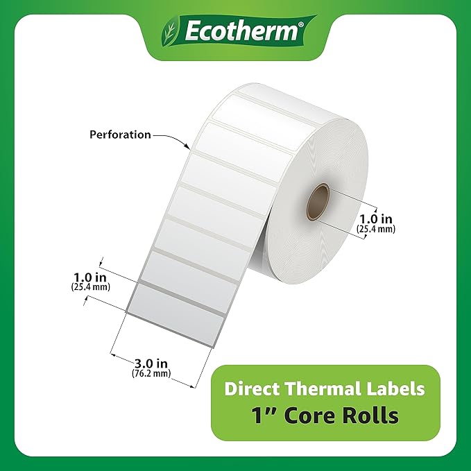 3" x 1" Thermal Labels | 6 Rolls | 15000 Labels | fits Zebra, Offnova Thermal - Image 3