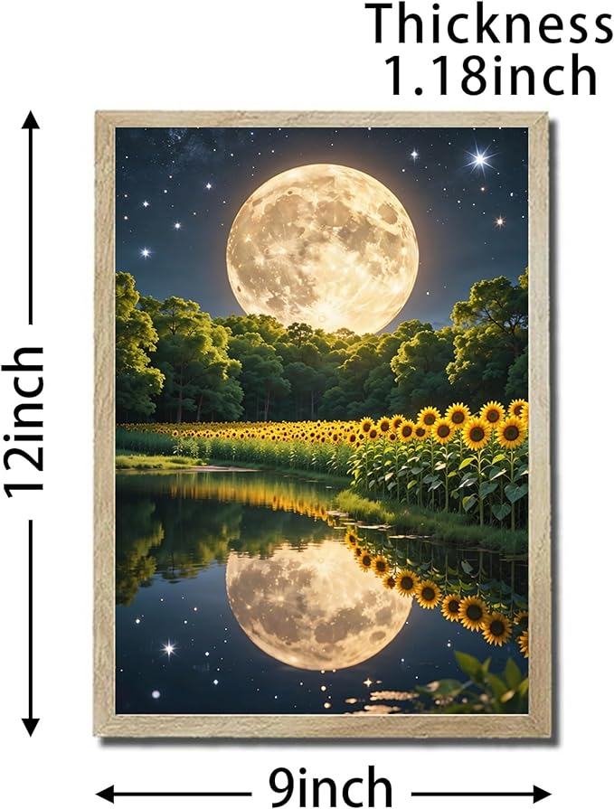 URVIP LED Glowing Photo Frame, 3D Starry-Sky Blue Moon Wall Art, 9x12 Inches - Image 2