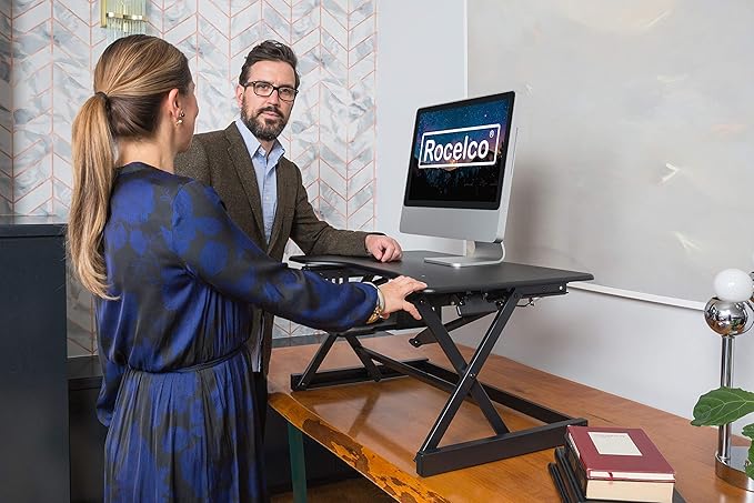 Rocelco 40" Large Height Adjustable Standing Desk Converter - Image 7