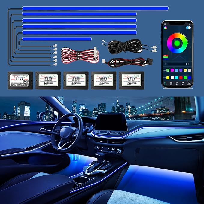RGB Acrylic Ambient Lighting Car Lights, LED Strip Lights by WEBUPAR