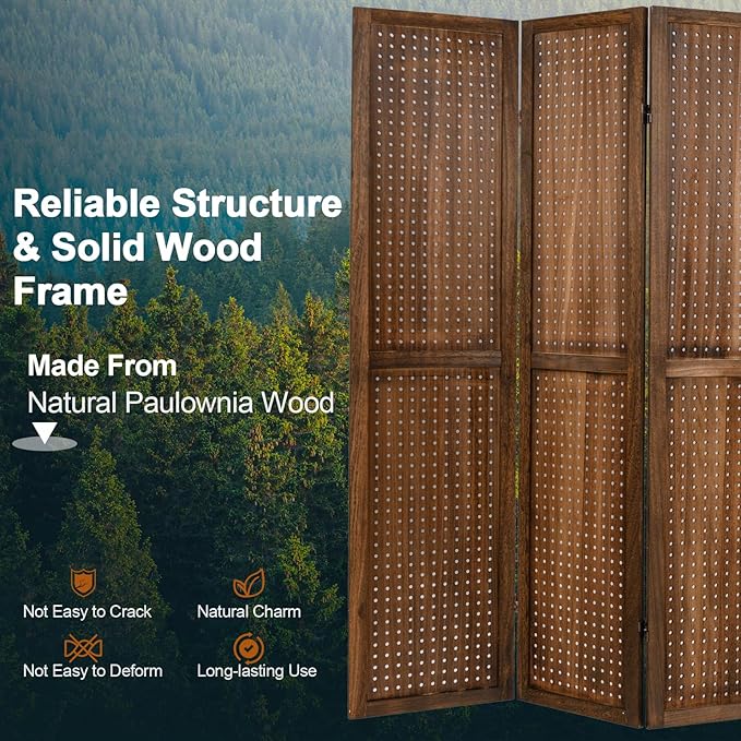 Giantex 6 Panel Pegboard Display & Room Divider, 5.6FT Folding Pegboard Stand - Image 7