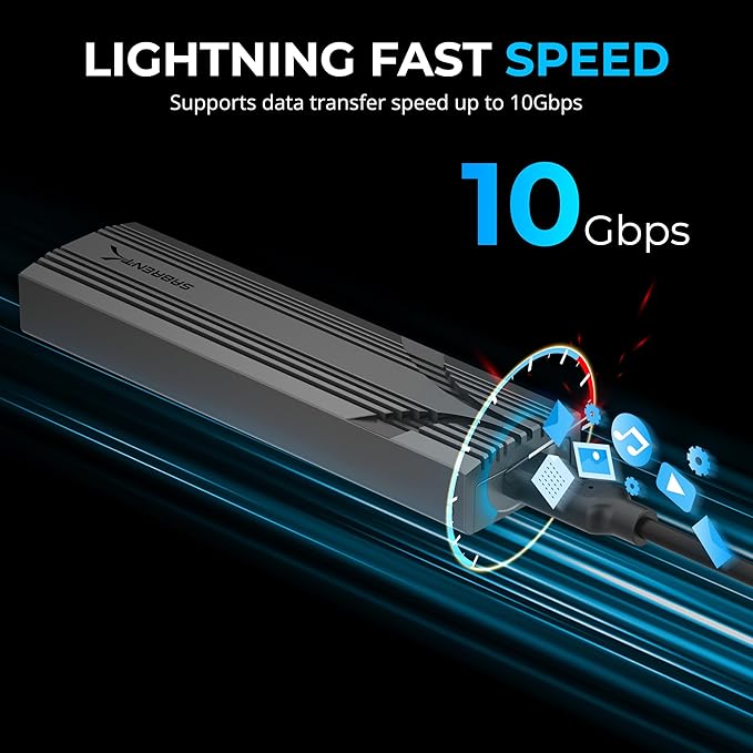 SABRENT USB C NVMe Enclosure, Tool-Free M.2 SSD Case - Image 6