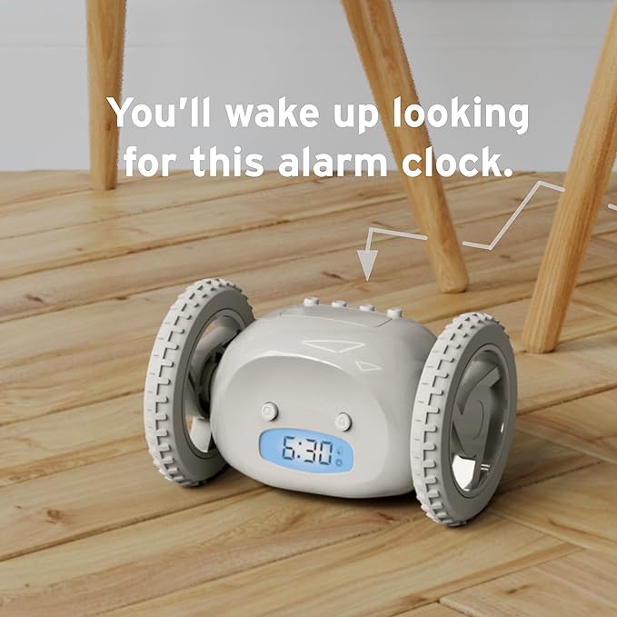 CLOCKY Extra Loud Alarm Clock for Heavy Sleepers on Wheels Rolls Runs Away - Image 2