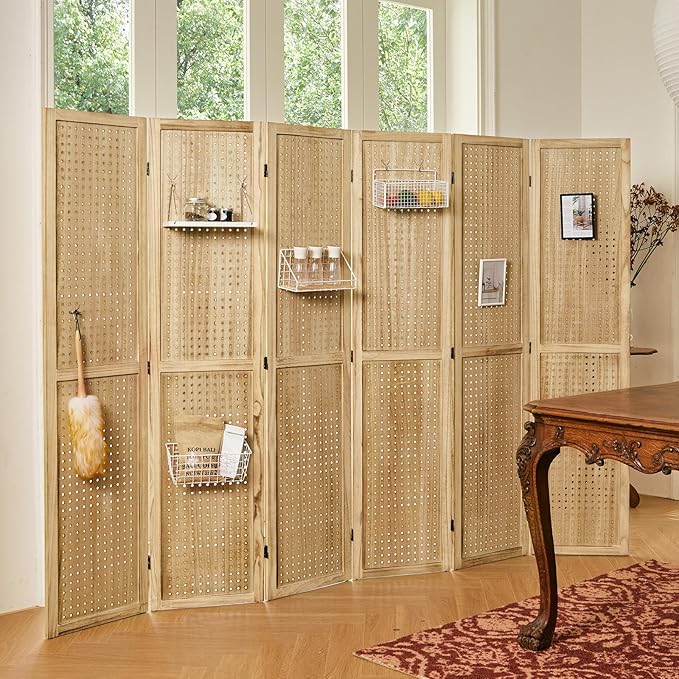 Pegboard Display, 5.6Ft Portable Freestanding Wall Organizer Wooden Room - Image 3