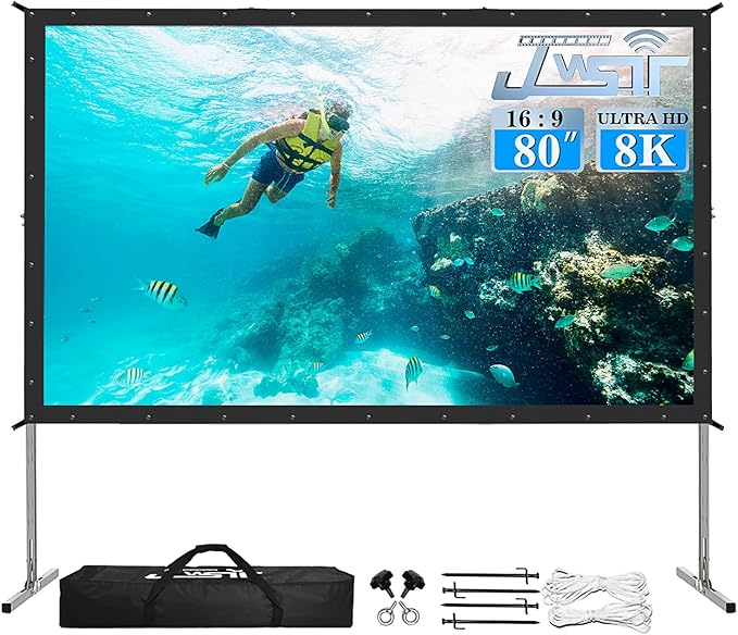 JWSIT Projector Screen and Stand, 80 inch Outdoor Movie Screen-Upgraded 3 by JWSIT