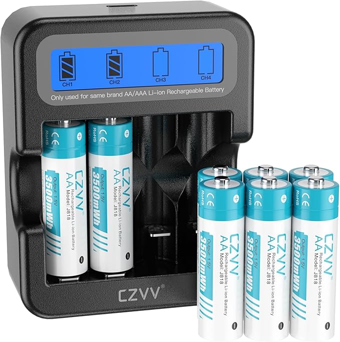 czvv Lithium Rechargeable AA 1.5V Camera Batteries by CZVV