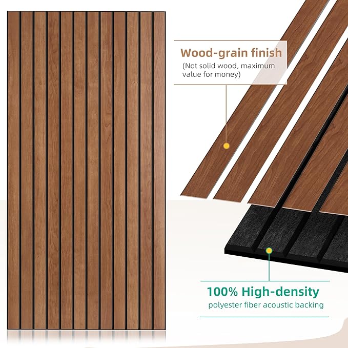 AUTORIFIC Wood Veneer Acoustic Panels, 4 Pack 47.2”x23.6” Sound Panels - Image 3