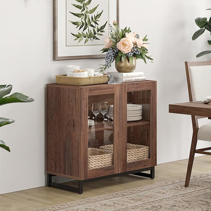 WAMPAT Modern TV Stand with Glass Doors - Image 8
