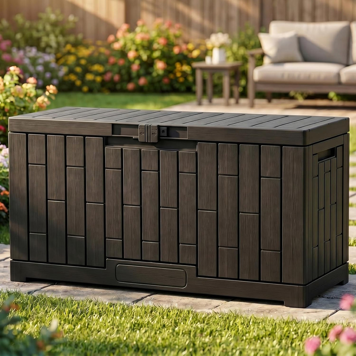 yitahome 60 gallon resin deck box, main product view