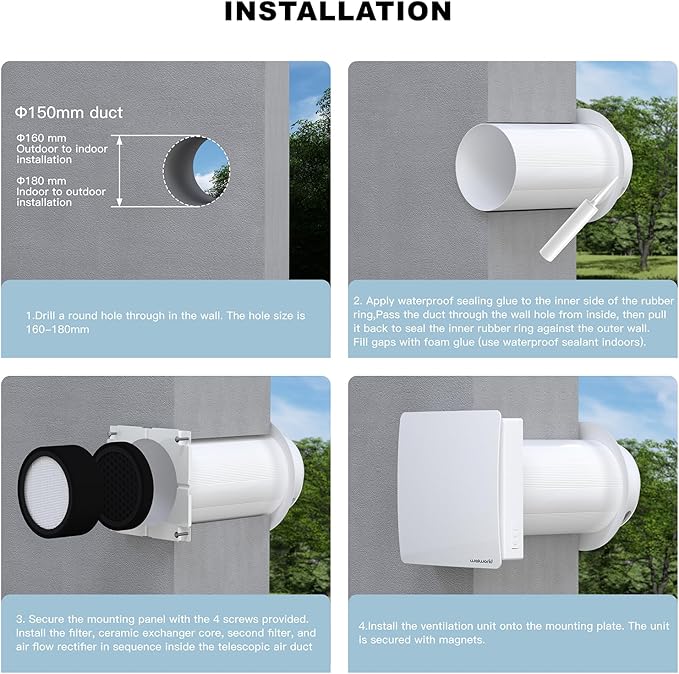 Weiworld Through the Wall HEPA Ventilation Fan- Ultra Quiet EC Motor Wall Vent - Image 5