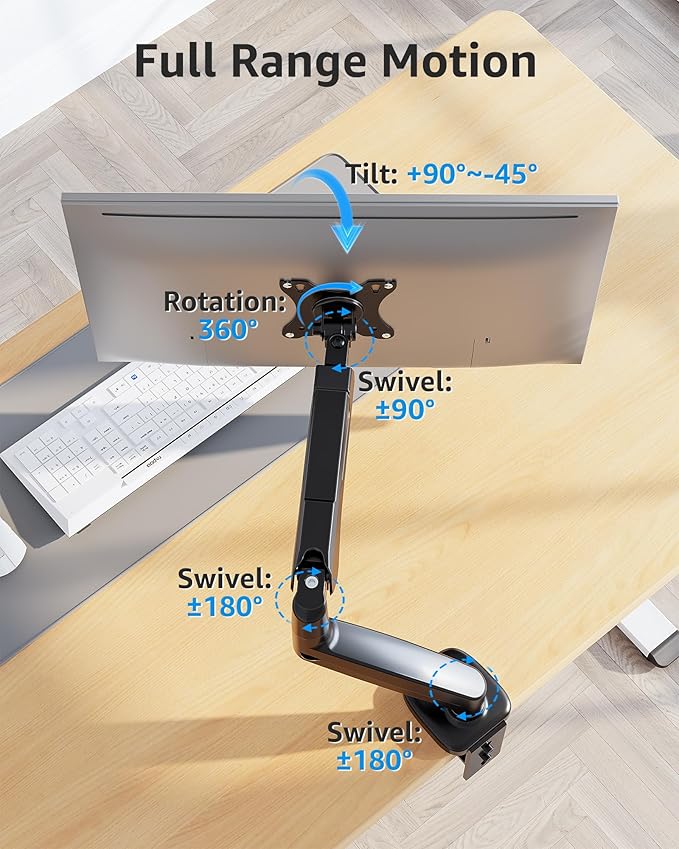 MOUNTUP Single Monitor Desk Mount Holds Screen up to 32 inch, Height Adjustable - Image 5