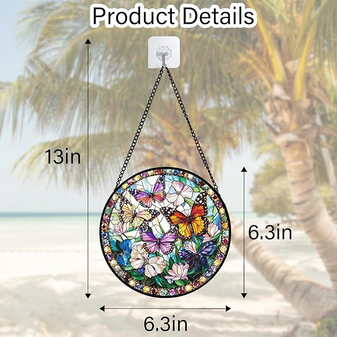 DASTOLL Stained Glass Window Hanging, Colorful Butterfly Suncatcher - Image 4